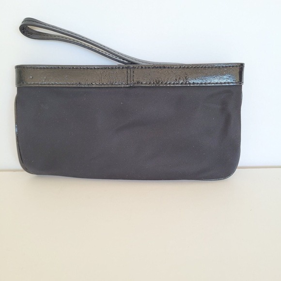 Kate Spade Wristlet Black Clutch Wallet Zip Pouch Bow Nylon Evning Glam Small - Picture 2 of 6